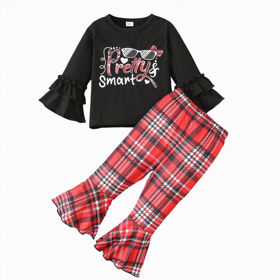 TAmten Girls Outfits Long Sleeve Girls Clothes Sweatshirt Top and Print Tight Pants 2 Piece Outfit for Kids Size 5-6 Years