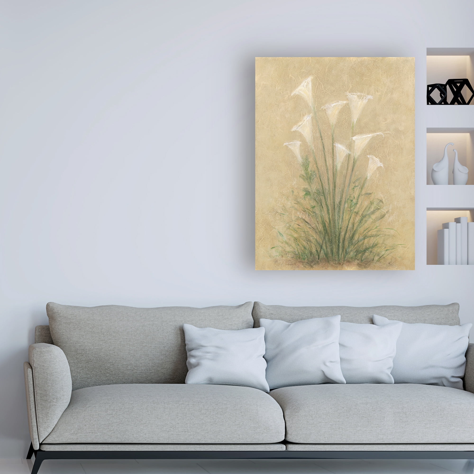 Trademark Fine Art 'White Lilies On Parchment' Canvas Art by Debra Lake