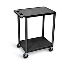 Luxor 18" x 24" Two Shelf Flat Utility Cart - Black