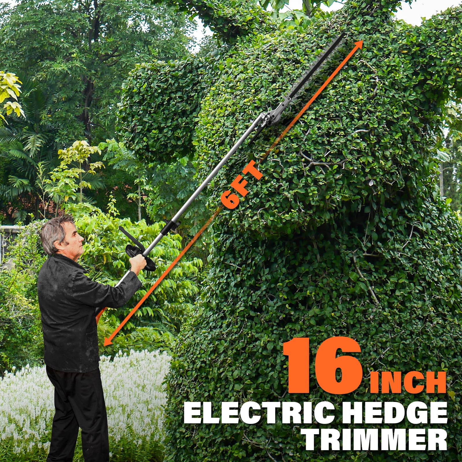 MAXLANDER 40V Cordless Weed Wacker, 4-in-1 Lawn Tool with Hedge Trimmer, 8-inch Pole Saw & Brush Cutter, 2×20V 4Ah Batteries & Charger Included