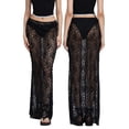 thumbnail image 2 of LMLYSoH Women's Lace Long Skirts Vintage High Waist Solid Color See-Through Midi Skirts Slim Fit Skirts, 2 of 9