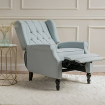 Noble House Woodbridge Light Sky Fabric Tufted Recliner
