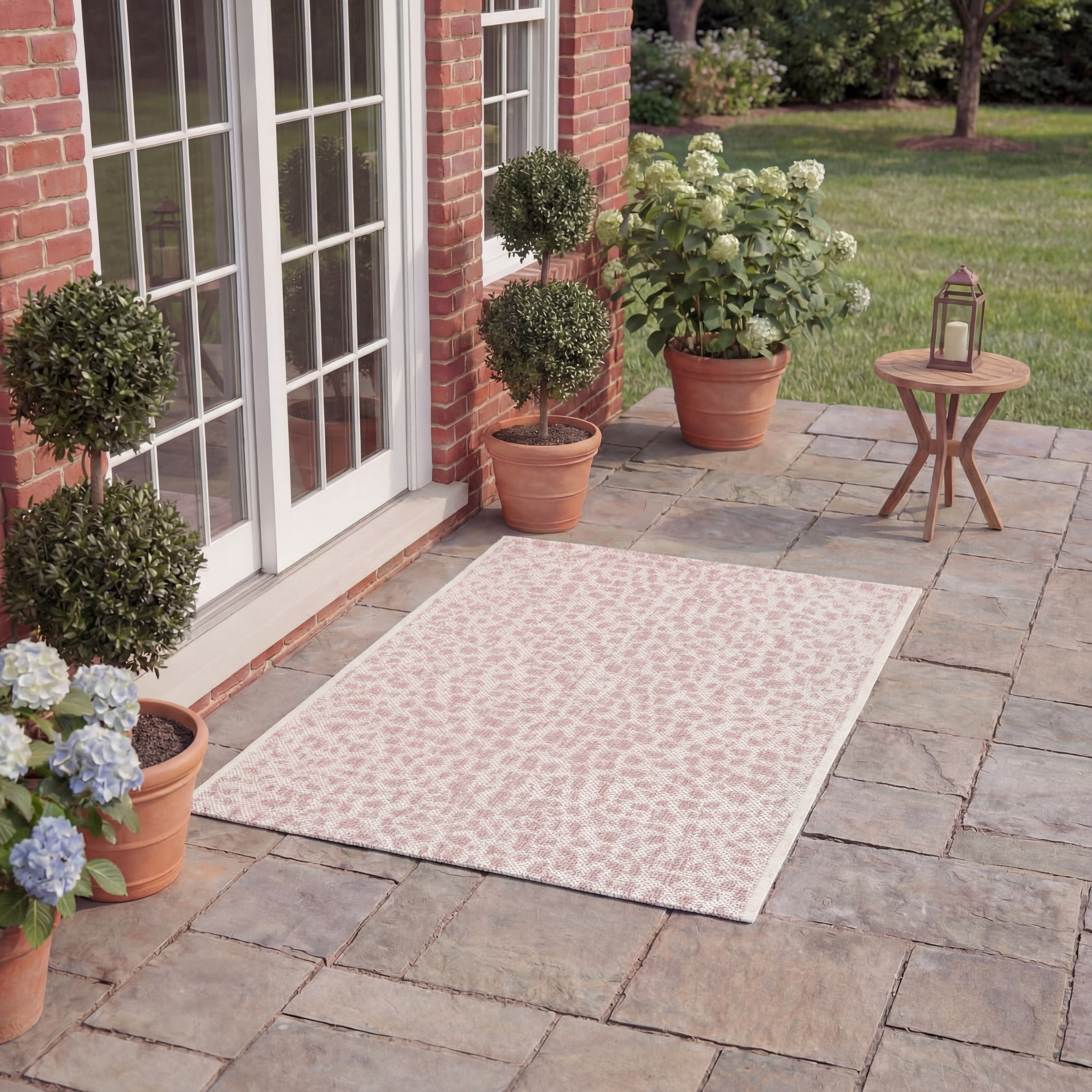 Safavieh Courtyard Karina Animal Indoor/Outdoor Area Rug, Ivory/Blush Pink, 8' x 10'