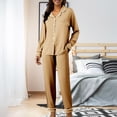 thumbnail image 2 of WCJM Ladies' Pajama Set Pijamas for Women Set Cute Pajama Sets for Women Long Sleeve Sleepwear Button Loungewear Soft 2 Piece Set with Pockets Long Pants, 2 of 9