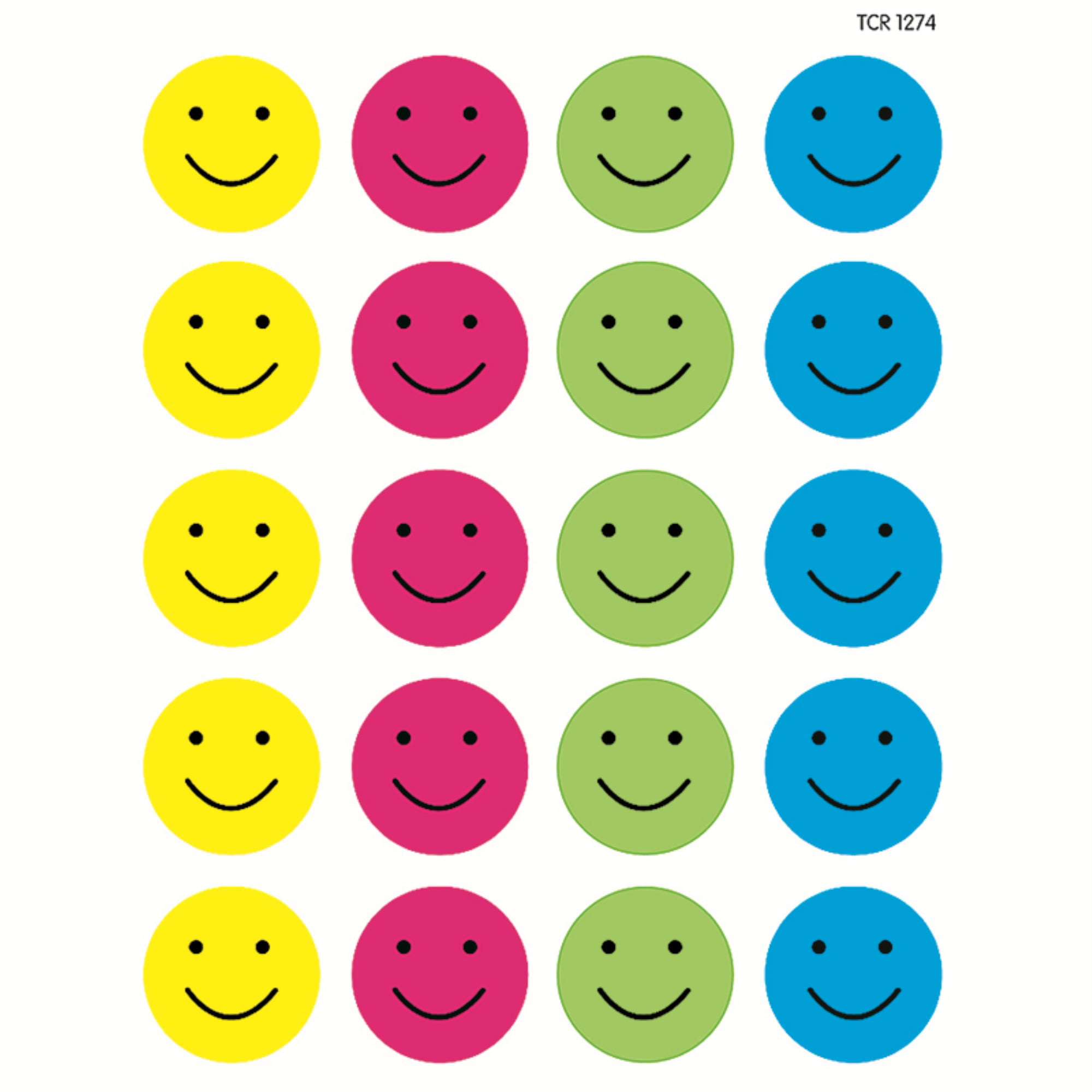 54 Smiley Happy Face Stickers 15 mm Round Smile Teacher Labels Reward School