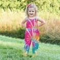 thumbnail image 4 of NAISIBABY Girls Suspenders Jumpsuit, Sleeveless Tie-Dye Gradient Printed Causal Summer Romper Hot Pink 3-4T, 4 of 5