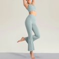 thumbnail image 7 of MVRLSH Womens Yoga Pants Soft High Waist Flared With Side Pockets for Daily Leggings for Women Running Gym and Workout Green - M, 7 of 7