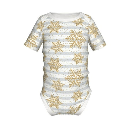 

Yiaed Gold Snowflake Print Infant Climbing Short Sleeve Onesie One-Piece Baby Bodysuit Clothes 0-12 Months -18 Months