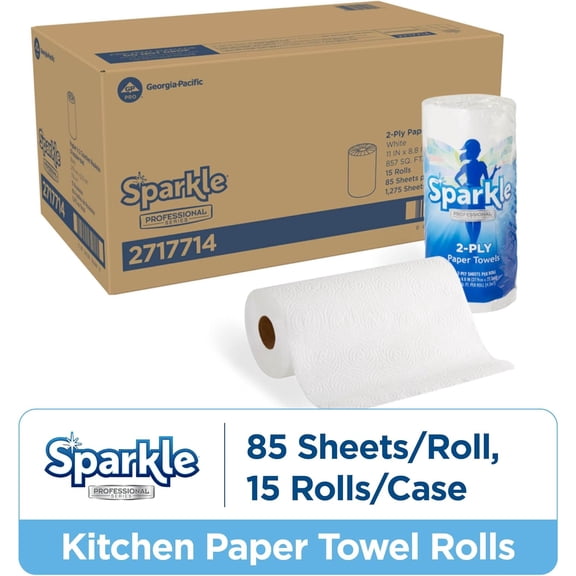 Sparkle 2-Ply Perforated Roll Paper Towels by GP PRO (), White, 2717714, 85 Sheets Per Roll, 15 Rolls Per Case