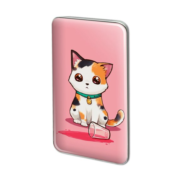 Kawaii Cute Cat Spilled Glass of Water Metal Rectangle Lapel Hat Pin Tie Tack Pinback
