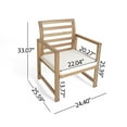 thumbnail image 4 of Outdoor Acacia Wood Club Chairs, 2-Pcs Set, Natural Stained / White, 25.5"D X 24.5"W X 33.0"H, 4 of 9