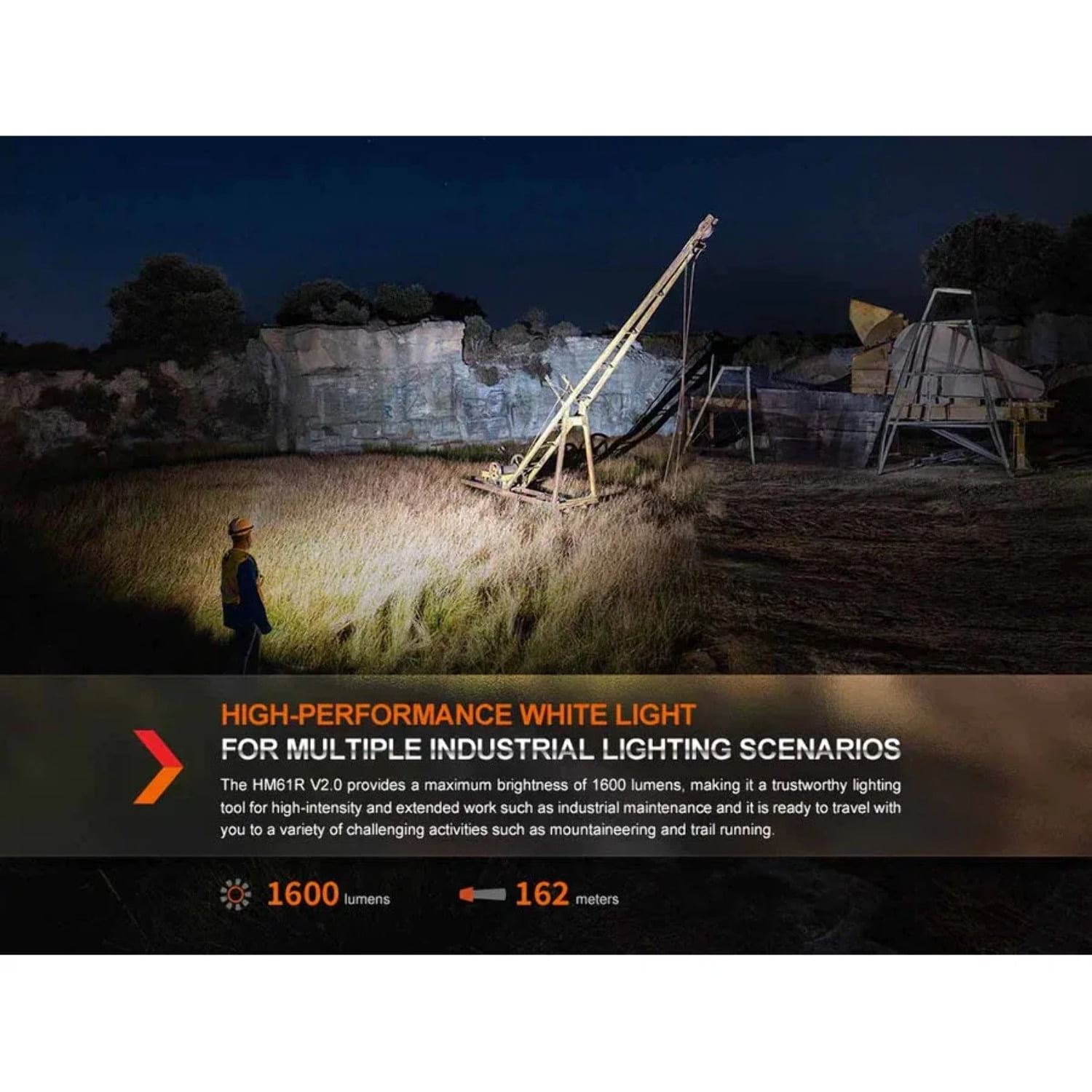 Fenix Lighting Industrial Headlamp,Al Body,Spot Beam HM61R V2.0