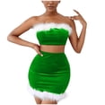 thumbnail image 1 of Gibobby Lencería de encaje para mujer Lencería para mujer Encaje sexy Felpa Palabra Cuello Envoltura Pijamas de Navidad (Verde, XL), 1 of 5