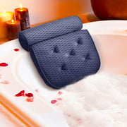 Crday Bath Tub Pillow. Luxury Blue Gray Bathtub Cushion Pad with 5 Suction Cups. Upgraded 4D Technique. Breathable Comfy Tub Neck Head Rest for Home Spa Jacuzzi Soaked Tub