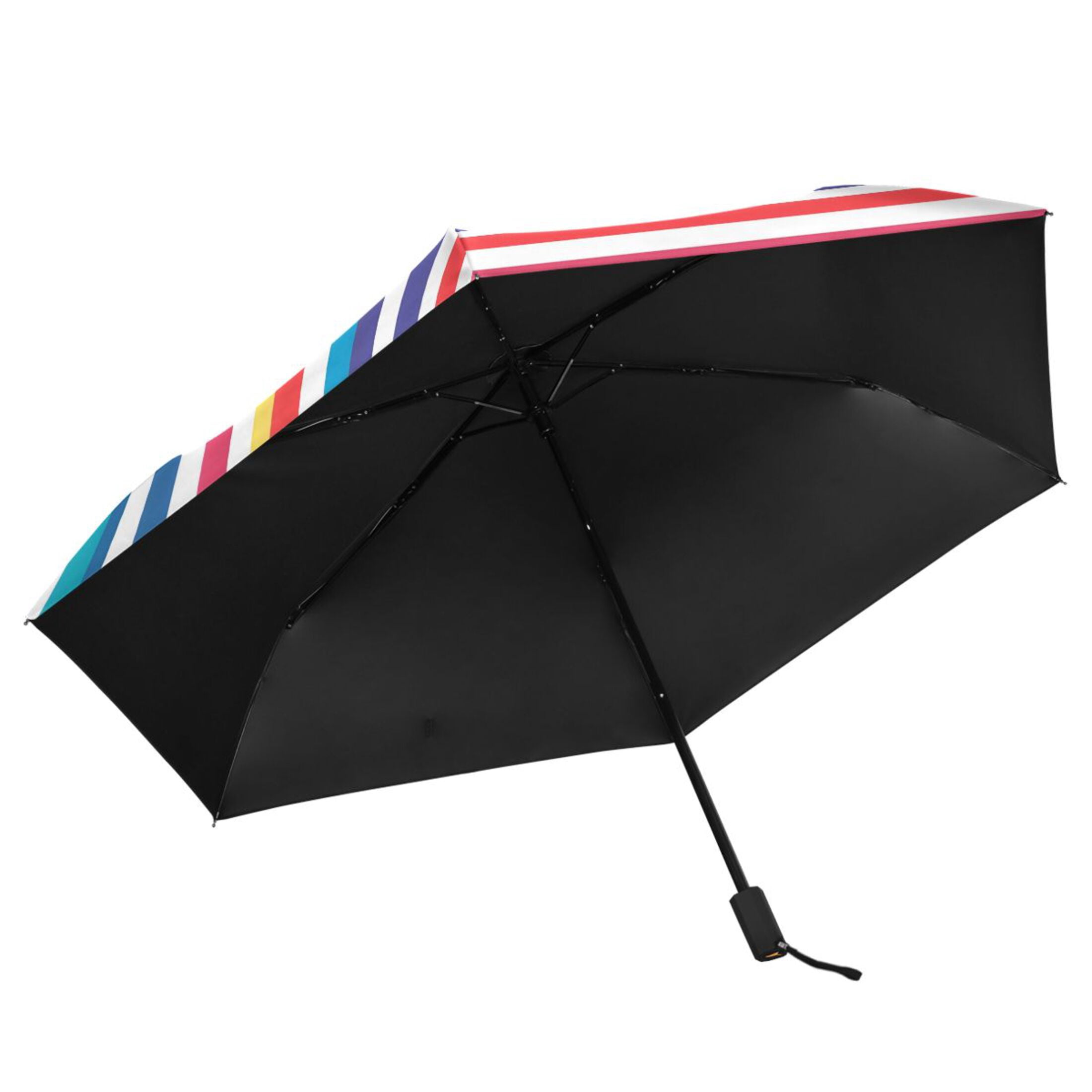ALAZA Rainbow Stripes UPF 50+ Compact Folding Umbrella for Rain Travel Umbrella Packable