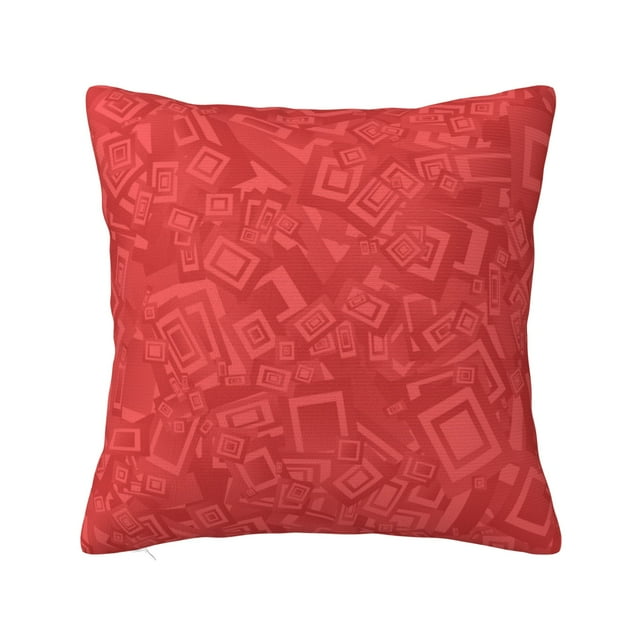YFYANG Square Decorative Throw Pillow Case, Red Geometric Pattern Bedroom Sofa Car Cushion Cover, 12"x12" (Pillowcase without pillow)