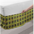 thumbnail image 2 of Geometric Bed Skirt, Continuous Retro Inspired Contemporary Rounds, Elastic Bedskirt Dust Ruffle Wrap Around for Bedding Decor, 4 Sizes, Yellow Multicolor, by Ambesonne, 2 of 2