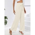 thumbnail image 6 of Chiclily Women Wide Leg Pants with Pockets High Waist Loose Belt Flowy Casual Trousers, US Size Small in Ivory, 6 of 9