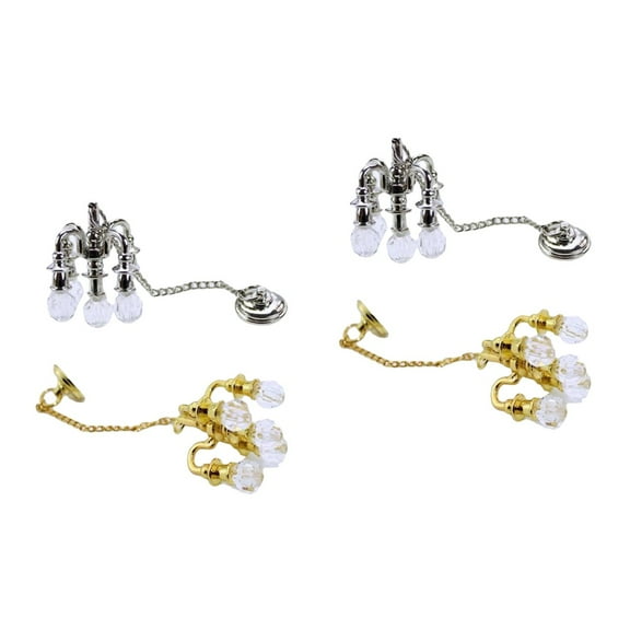 Raindrops 4 pcs  Crystal Chandelier Model Miniature Hanging Lamp Decor for Mini House