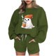 thumbnail image 1 of Puntoco Conjunto De Sudadera Y Pantalón Con Cuello Redondo Y Manga Larga Para Mujer, Informal, Estampado De Halloween, Verde Militar, Xl, 1 of 3