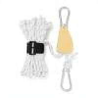 Tensor de polea de 4 mm y 4 m, hebilla fija de cuerda de viento de tienda de nailon reflectante (blanco)