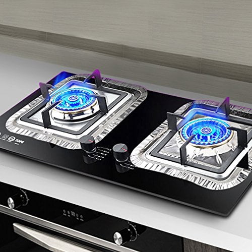 300 Pack Gas Burner Liners Aluminum Foil Square Stove Burner Covers Range Protectors Bib Liners Disposable Gas Burner Bibs Gas Top Liner Stove Aluminum Foil Drip Pans Easy Clean - (8.5" Square)
