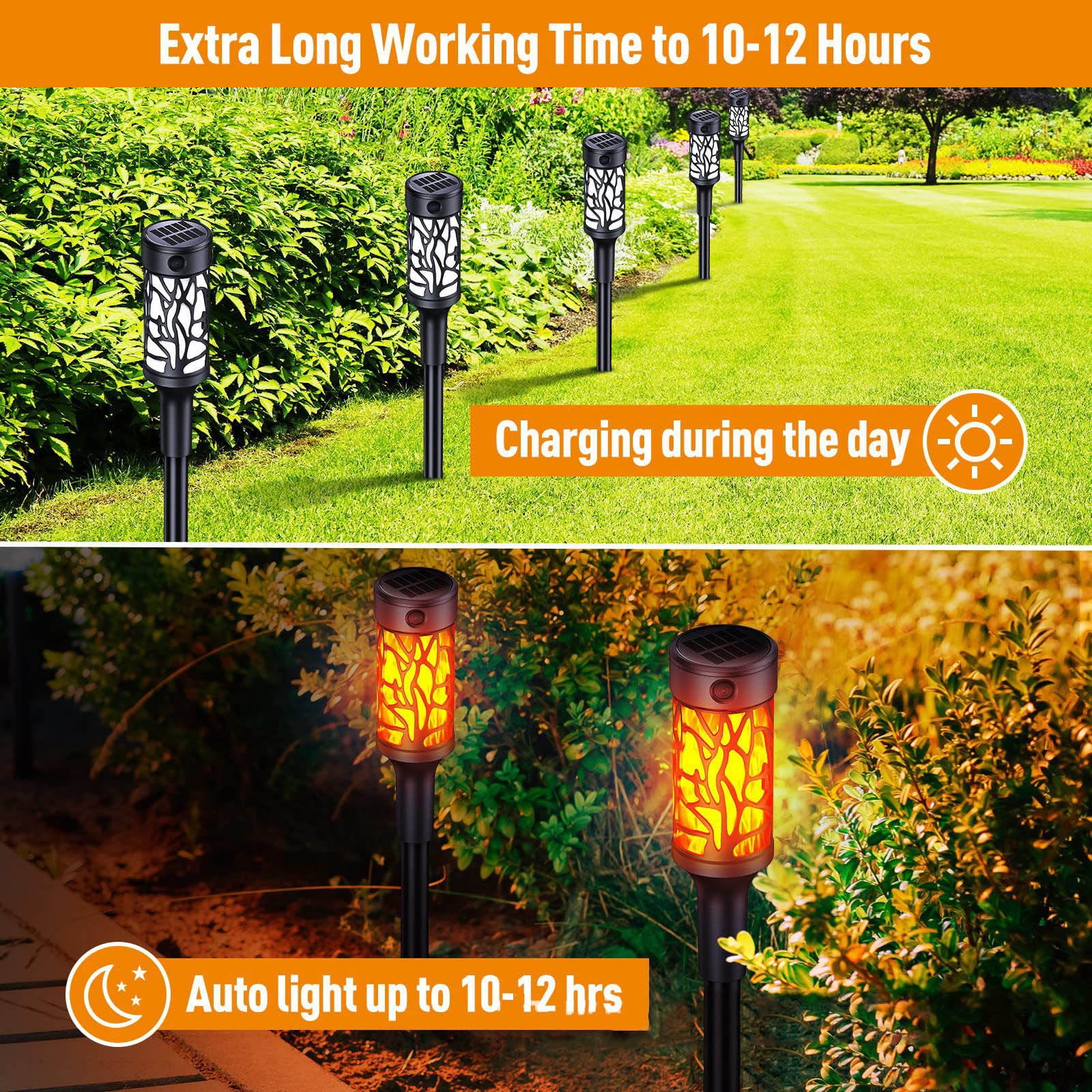 QuLuJing 4 Pack Solar Outdoor Lights Extra-Bright Solar Torch Lights with Dancing Flickering Flames for Garden Halloween Decorations Outdoor Yard Decor Hall, Must Haves for Home