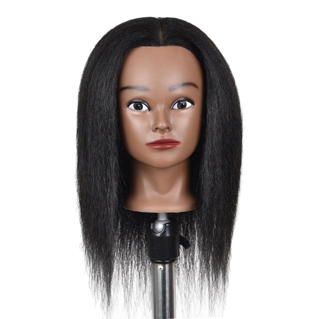 Cabeza de entrenamiento para el cabello Zulema Cosmetología Peluquería Maniquí Cabeza de muñeca con abrazadera 14 pulgadas negro claro A cabeza de maniquí