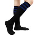 thumbnail image 3 of Couver Women's Triple Striped Knee High Tube Cotton Socks, Black Blue, 9-11, 2 Pairs, 3 of 9