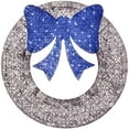 thumbnail image 2 of Best Choice Products 36in Pre-Lit Outdoor Christmas Wreath, LED Metal Holiday Decor w/ 120 Lights, Bow - Silver/Blue, 2 of 8