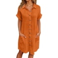 thumbnail image 2 of Lkhaha Womens Swimsuit Coverup Shirt Mini Dress&nbsp;Solid Button Down Bathing Suit Cover Up Summer Beach Bathing Suit Orange L, 2 of 6