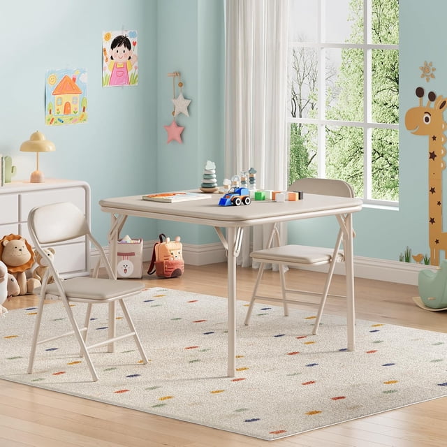 Versatile activity set: mesa game con 2 foldable sillas para 2 - 10 year - old niños. non - slip legs, light structure, easy to store in small spaces, ideal dining room y almacenamiento