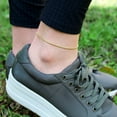 thumbnail image 2 of .925 Sterling Silver Gold Plated Moon Cut Barrel Link Anklet, Ankle Bracelet, Giorgio Bergamo, 2 of 4