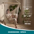 thumbnail image 3 of Bliss Hammocks Tahiti Rope Hammock Indoor Outdoor Chair w/ Spreader Bar & Hardware, Natural, 3 of 12