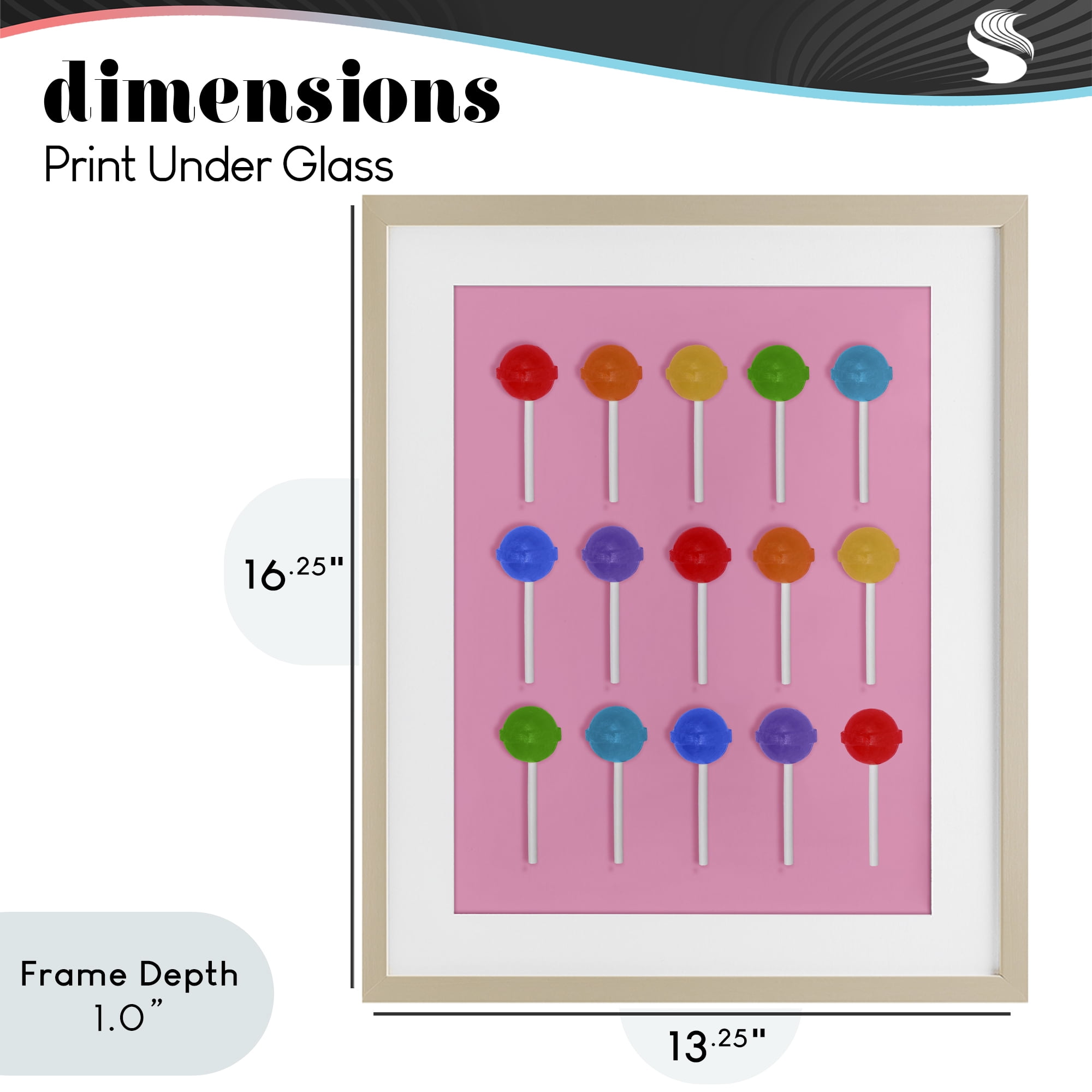 Stupell Industries Rainbow Lollipop Grid Birch Framed Print Under Glass, design by LISH Creative