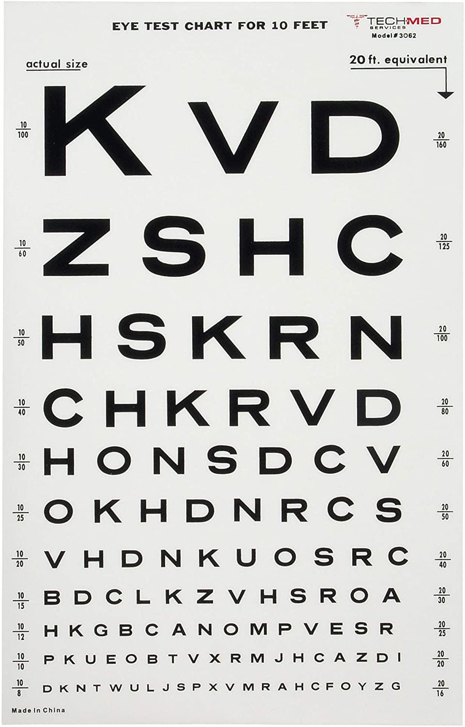 Dukal Illuminated Eye Chart Visual Acuity Testing 10 Ft Snellen Eye Chart For Testing Vision