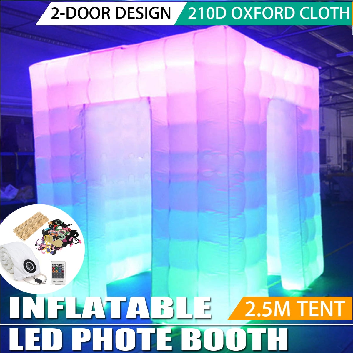 Inflatable Portable Photo Booth Enclosure with LED Changing Lights