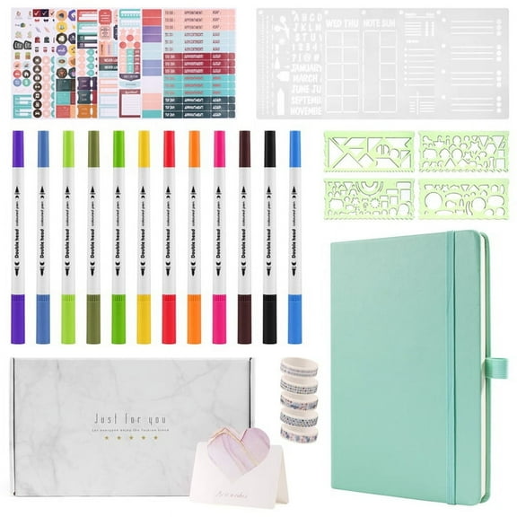 A5 Hardcover Dotted Journal Notebook with 184 Numbered Pages,Dotted Journaling Kit for Beginner Pink