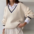 thumbnail image 1 of Suéter de mujer de manga larga holgado adelgazante con costuras casuales de estilo europeo y americano de otoño e invierno, 1 of 5