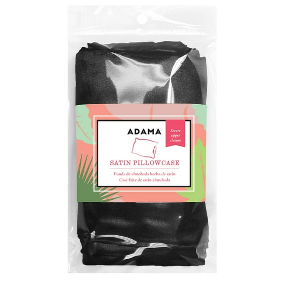 Adama Solid Satin Washable Pillowcases, 26"x22" Standard, Black, Adult, Product Length 7 inches