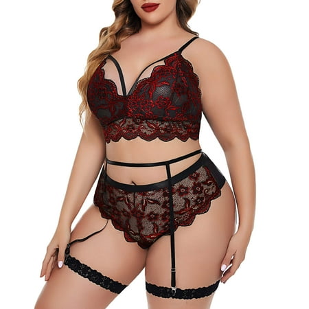 

Women Plus Size Lingerie Lace Bodysuit Exotic Teddy Lingerie Strappy Bra And Panty With Choker Lace Lingerie for Women Corsets Lingerie for Women