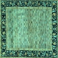thumbnail image 1 of Ahgly Company Machine Washable Indoor Square Oriental Turquoise Blue Modern Area Rugs, 5' Square, 1 of 4