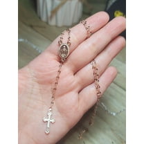 Rosary Necklace, Gold Rosary Necklaces ,Catholic Jewelry Plain Cross