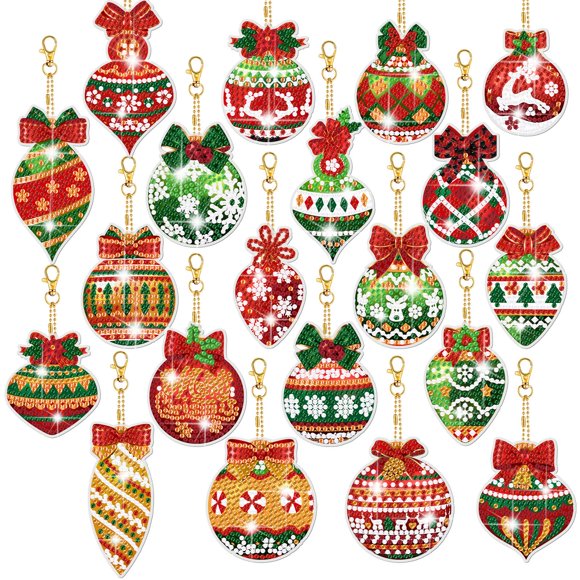 Llaveros Tondiamo con pintura de diamantes en 5D para Navidad, bricolaje, 20 unidades