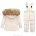 thumbnail image 3 of Otqutp Children's Down Jacket Set 1-6 Years Old Boys Girls Thick Foreign Winter Two Pieces Toddler Snowsuit Snow Pant and Jacket bib Winter Kids Clothes Coat(White,12-18 Months), 3 of 3