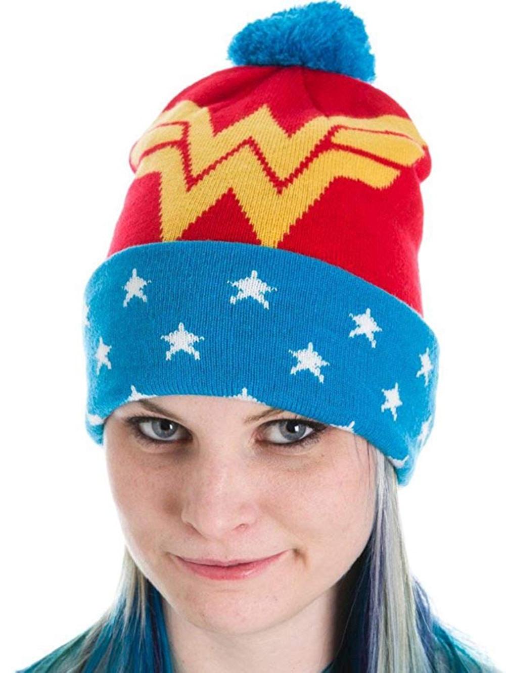 DC Comics Wonder Woman Pom Beanie, Red 