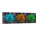 thumbnail image 1 of ARTCANVAS Blue Orange Green Rose Flower Canvas Art Print - Size: 36" x 12" (1.50" Deep), 1 of 9