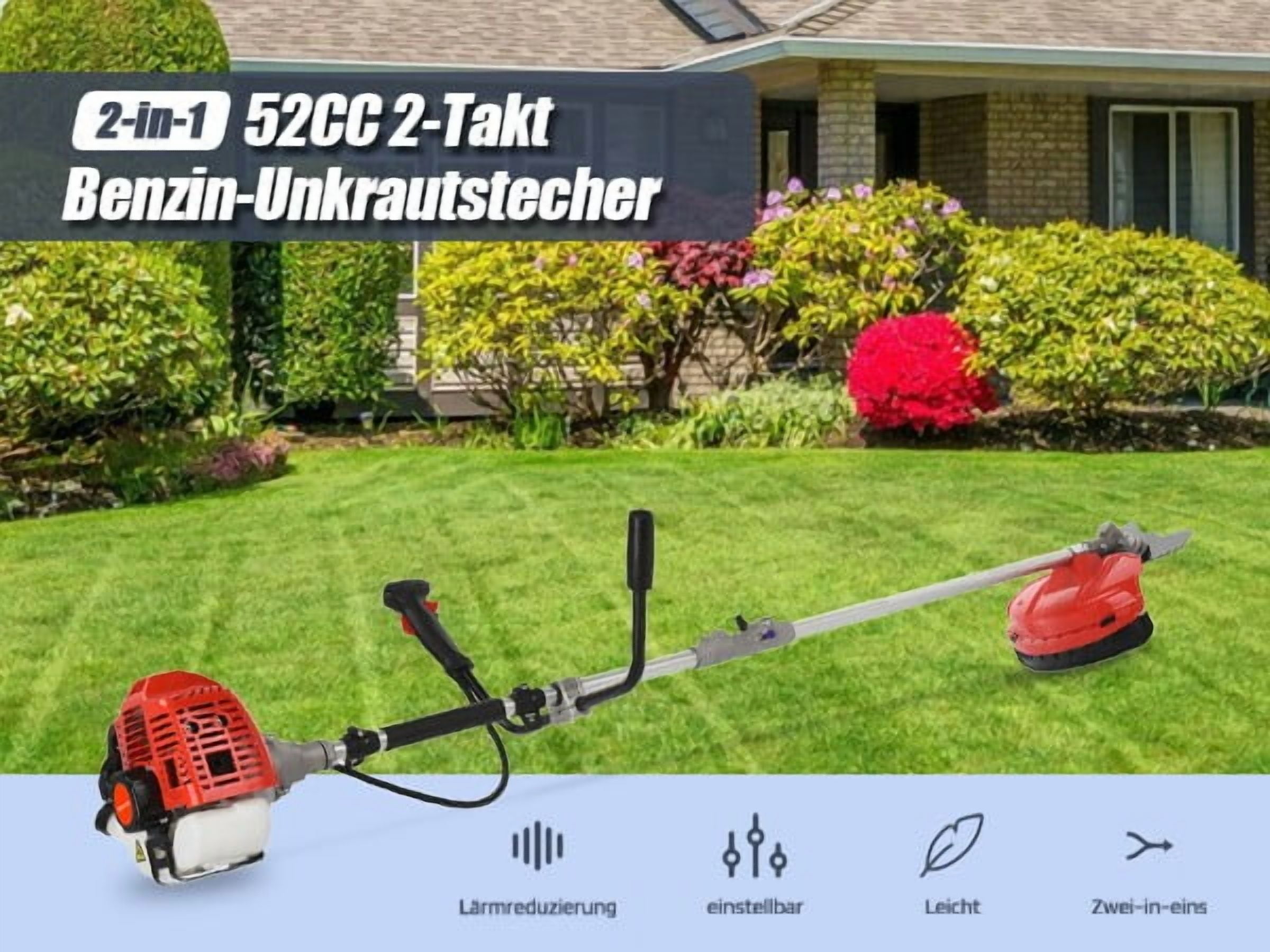 2 in 1 Weed Wacker Gas, 52cc 2-Stroke Gas Weed Eater, String Trimmer/Edger with with Extension Pole, 8500RPM Strong Power & 2025 Upgraded Weed Eater Gas Powe for Yard and Garden