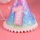 thumbnail image 5 of FELTECHELECTR Mini sombrero de cola de pez con purpurina iridiscente, decoración para fiestas de cumpleaños infantiles, sombreros para el primer cumpleaños., 5 of 6