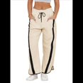 thumbnail image 1 of Pantalones Deportivos Holgados de Pierna para Mujer, Informales, con Cordón Ajustable y Cintura Elástica, en Colores Contrastantes, Estilo Y2K. Crema XL, 1 of 7